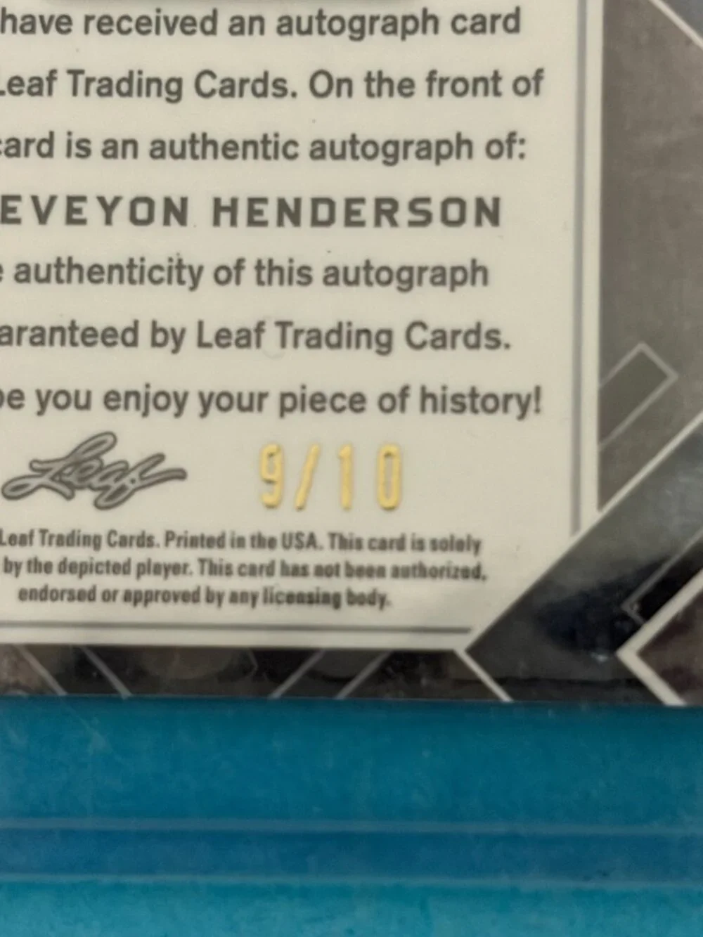 2023 Treveyon Henderson AUTO Leaf Metal Draft Green WAVE Rc #9 / 10 PA-TH2
